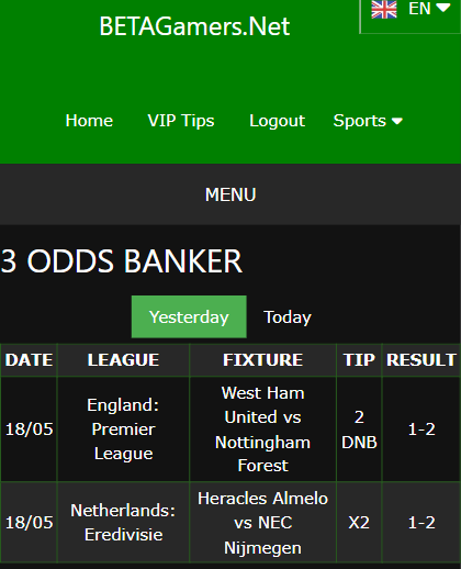 vip bet won ticket